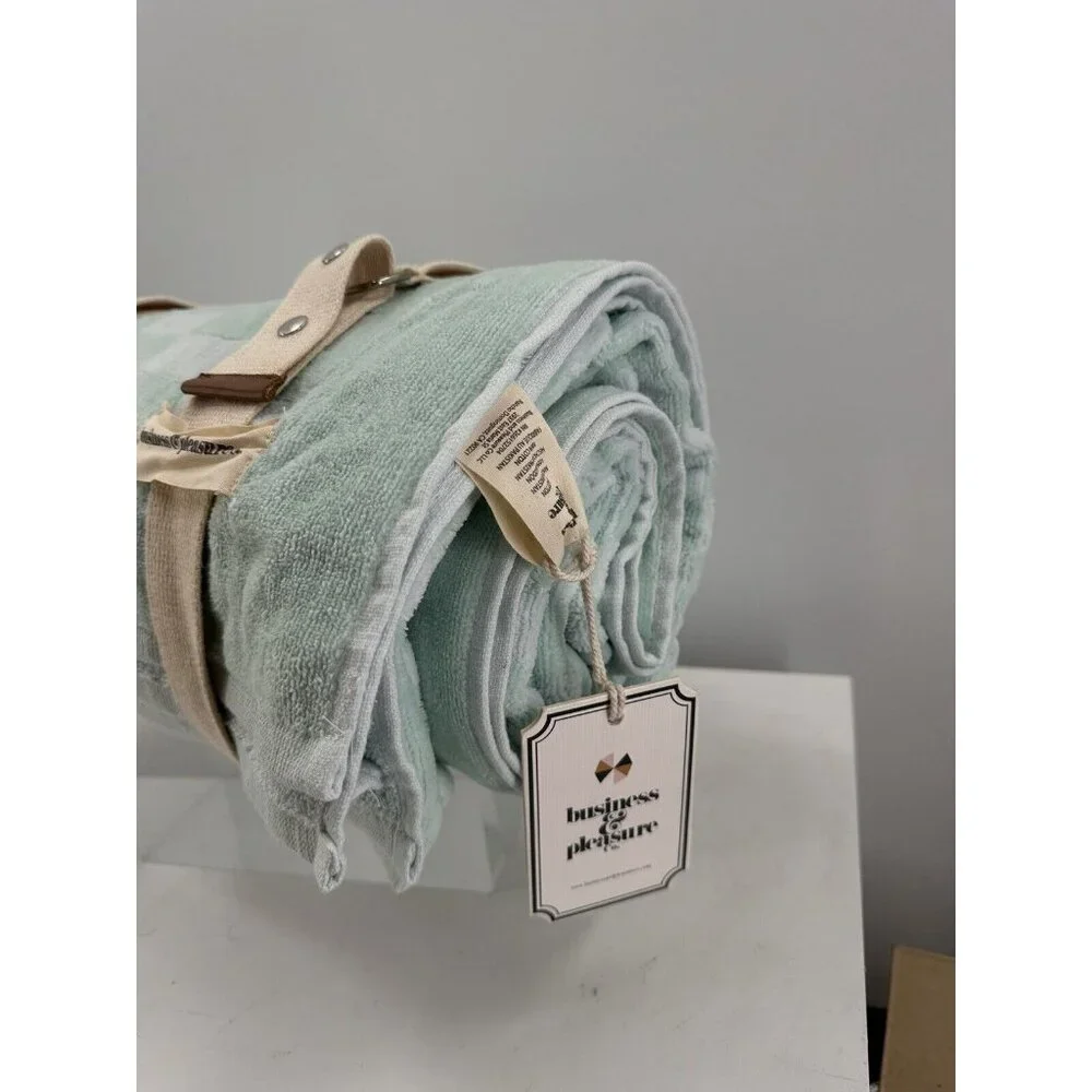 Business & Pleasure Co Luxury Holiday Beach Blanket Checkered Mint Green…